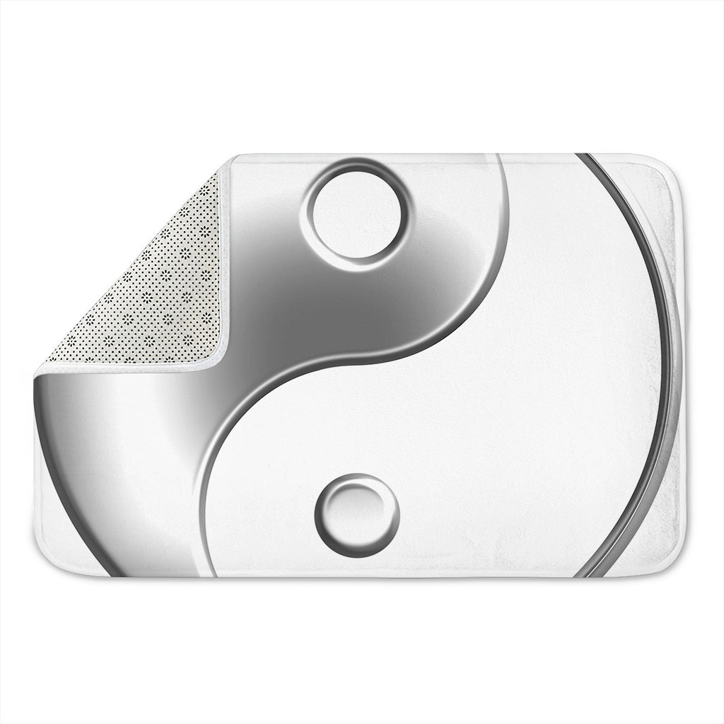 Sliver And White Yin Yang Print Indoor Door Mat