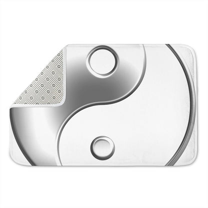 Sliver And White Yin Yang Print Indoor Door Mat