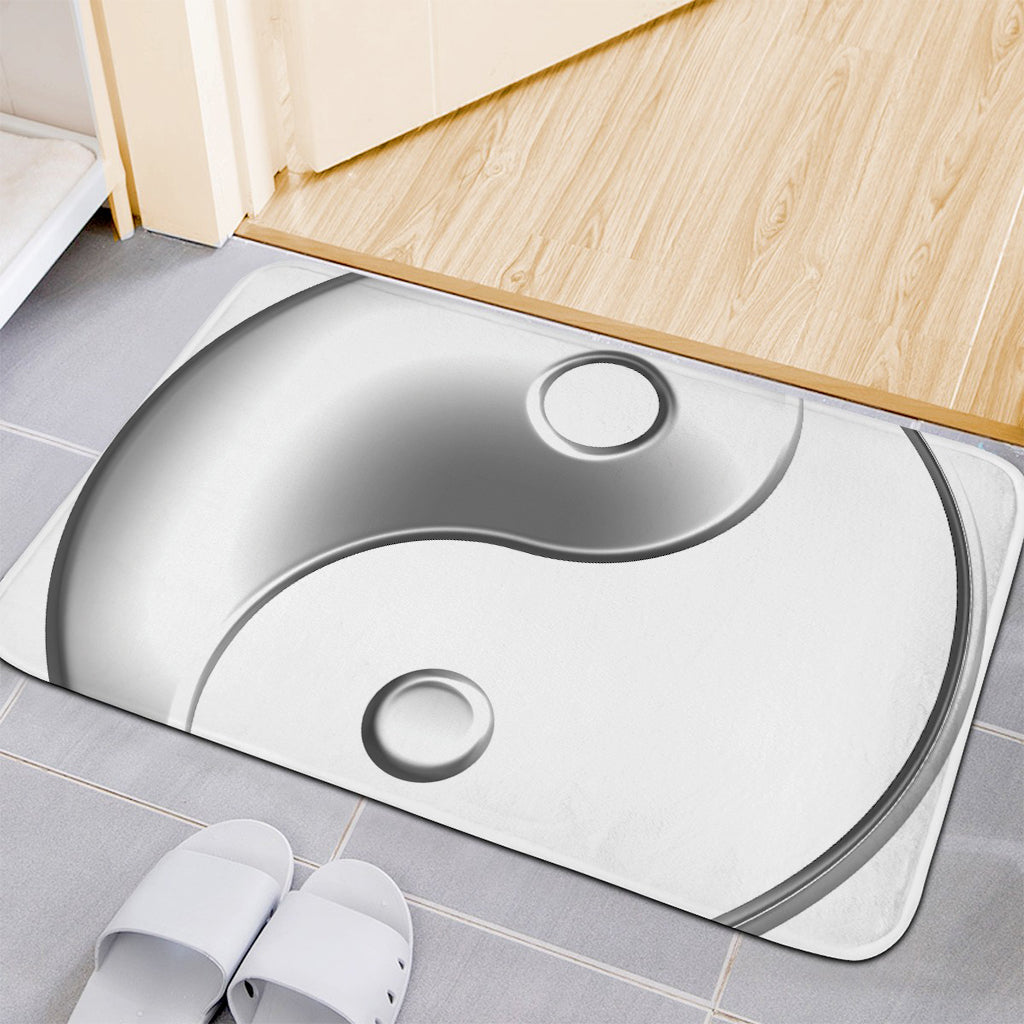 Sliver And White Yin Yang Print Indoor Door Mat