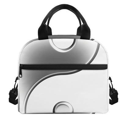 Sliver And White Yin Yang Print Insulated Lunch Bag