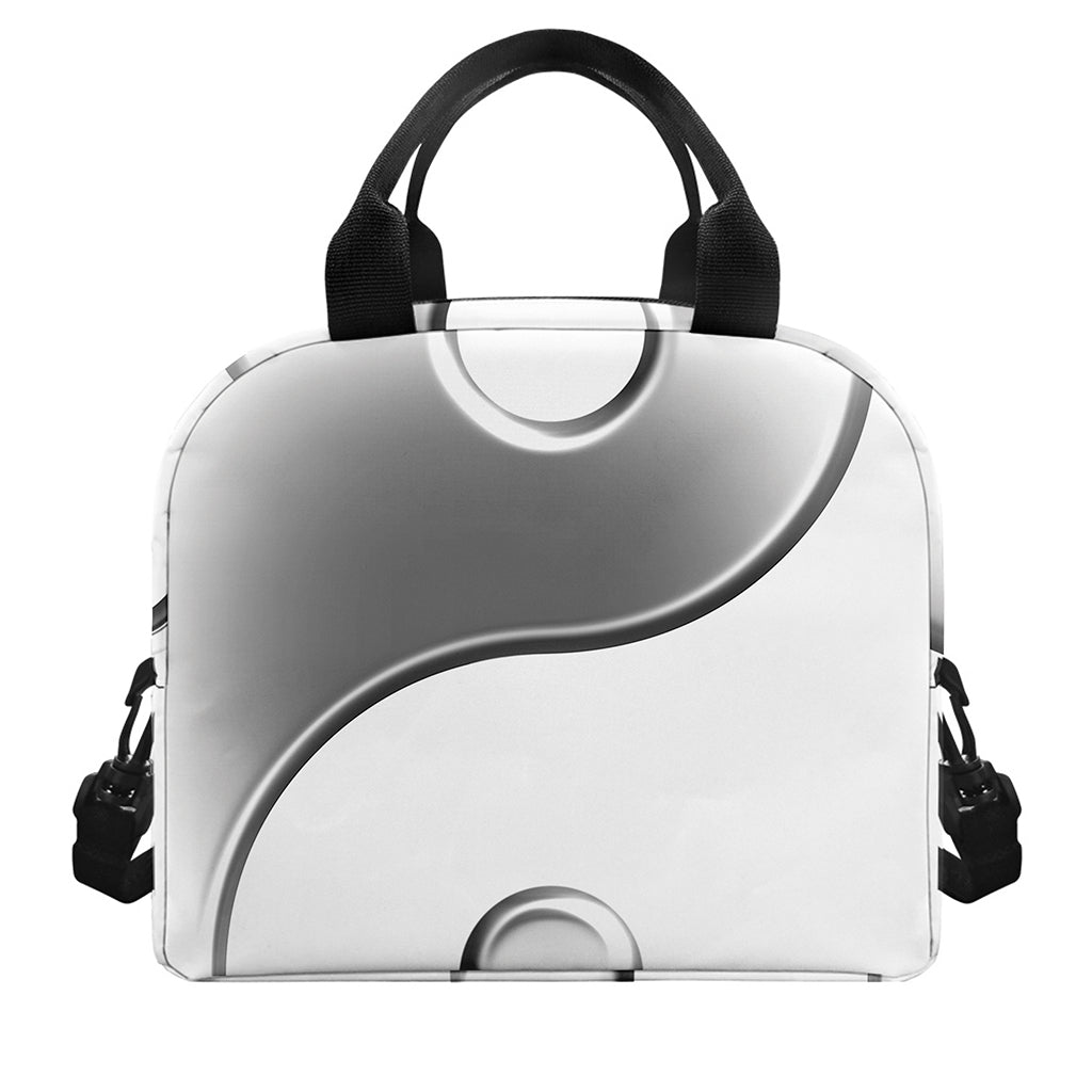 Sliver And White Yin Yang Print Insulated Lunch Bag
