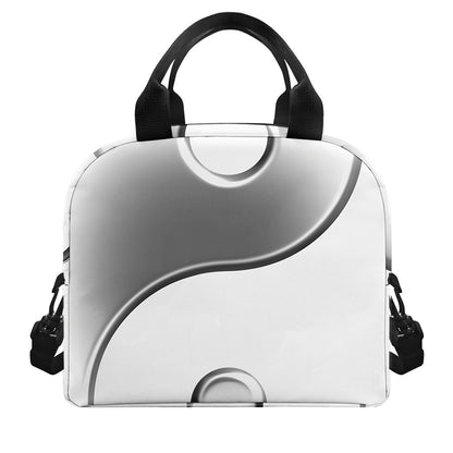 Sliver And White Yin Yang Print Insulated Lunch Bag