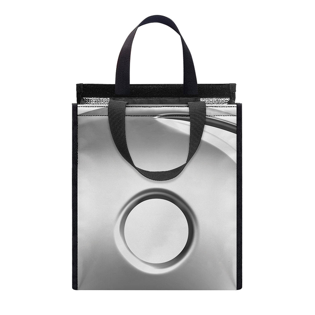 Sliver And White Yin Yang Print Insulated Lunch Tote