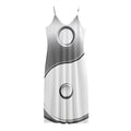 Sliver And White Yin Yang Print Jersey Midi Cami Dress