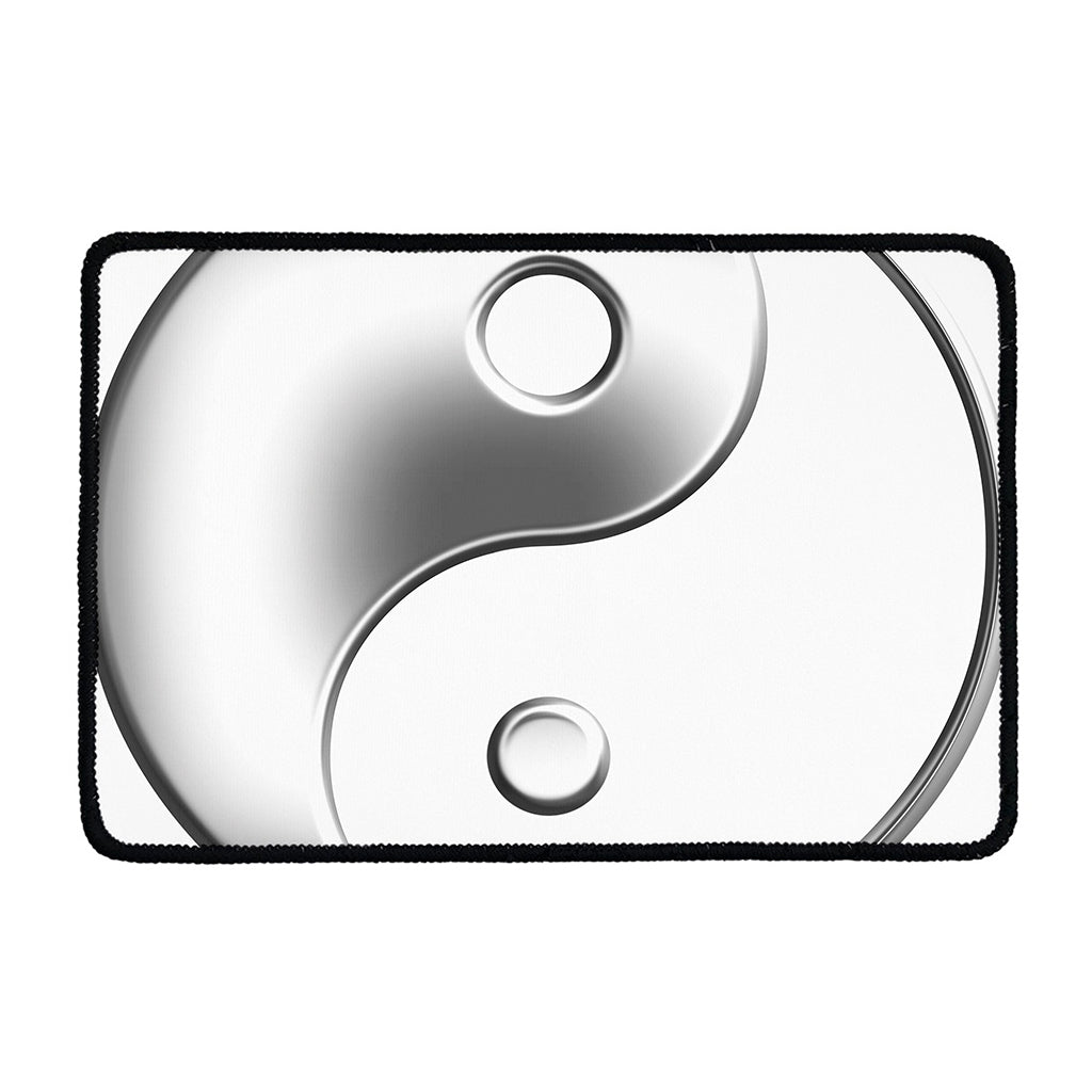 Sliver And White Yin Yang Print Kitchen Mat