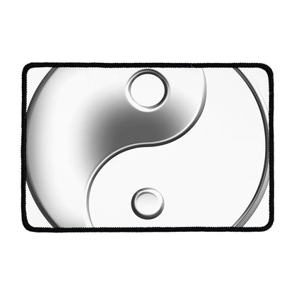 Sliver And White Yin Yang Print Kitchen Mat
