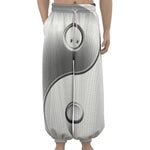Sliver And White Yin Yang Print Lantern Pants