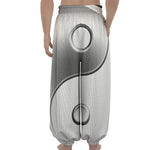 Sliver And White Yin Yang Print Lantern Pants