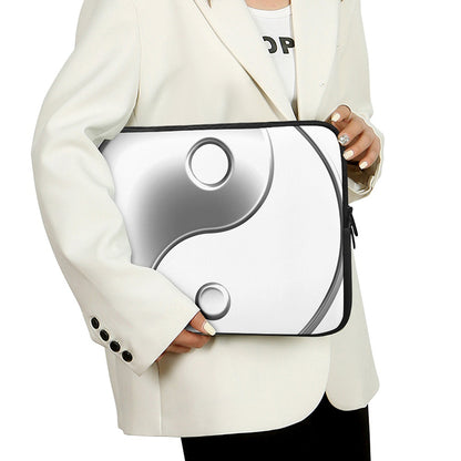 Sliver And White Yin Yang Print Laptop Sleeve