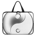 Sliver And White Yin Yang Print Laptop Sleeve With Handle