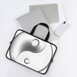 Sliver And White Yin Yang Print Laptop Sleeve With Handle