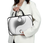 Sliver And White Yin Yang Print Laptop Sleeve With Handle