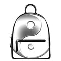 Sliver And White Yin Yang Print Leather Backpack