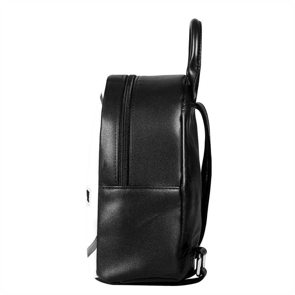 Sliver And White Yin Yang Print Leather Backpack