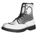 Sliver And White Yin Yang Print Lace-Up Boots