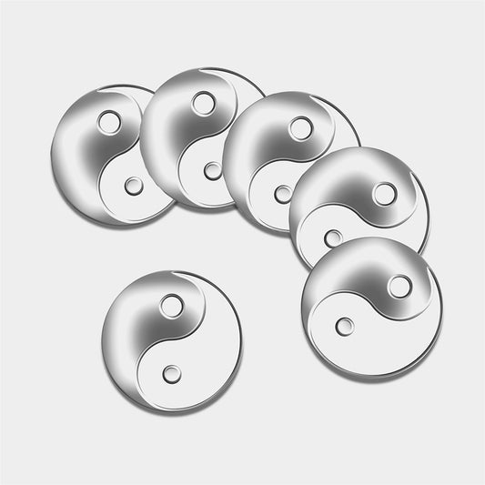 Sliver And White Yin Yang Print Leather Coaster Set