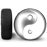 Sliver And White Yin Yang Print Leather Spare Tire Cover
