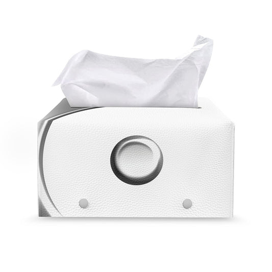 Sliver And White Yin Yang Print Leather Tissue Box Cover
