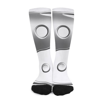 Sliver And White Yin Yang Print Long Socks