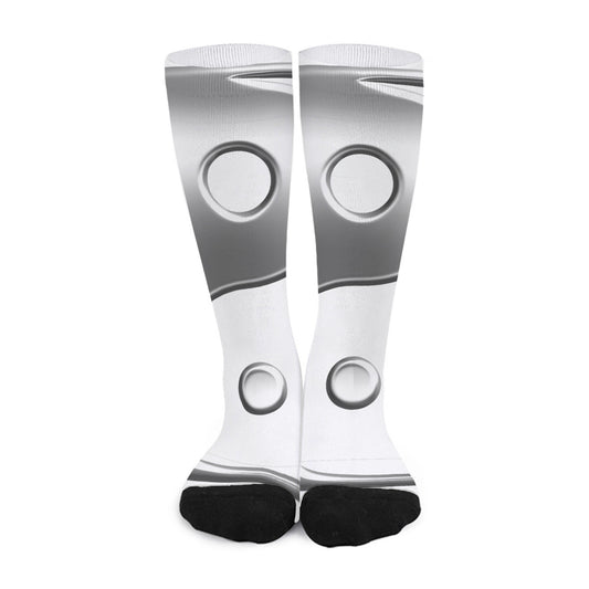 Sliver And White Yin Yang Print Long Socks