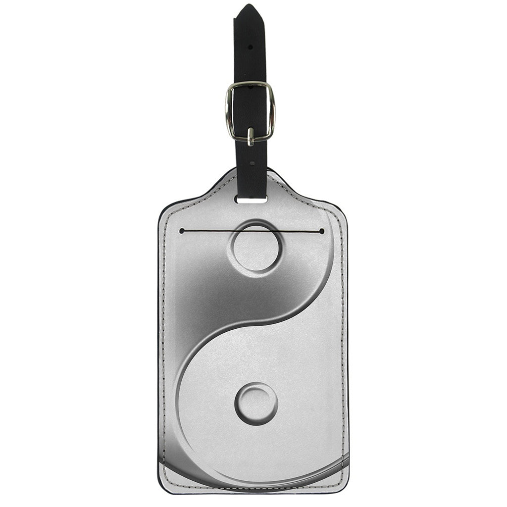 Sliver And White Yin Yang Print Luggage Tag