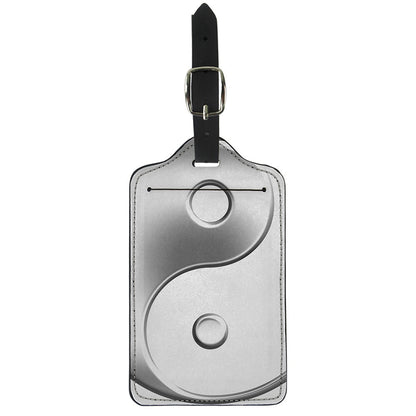 Sliver And White Yin Yang Print Luggage Tag