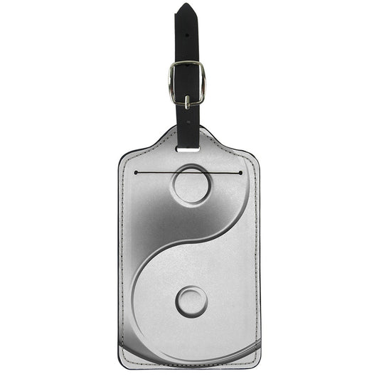 Sliver And White Yin Yang Print Luggage Tag