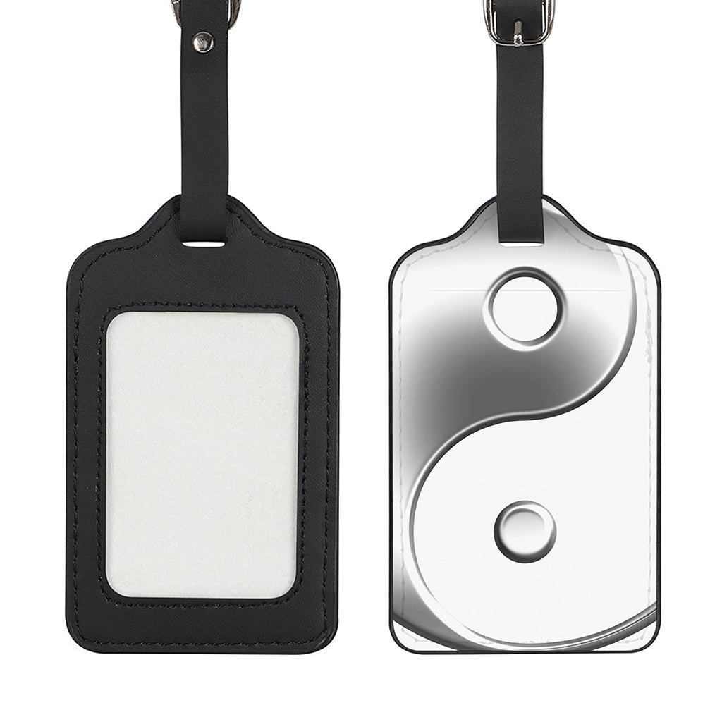 Sliver And White Yin Yang Print Luggage Tag