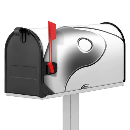 Sliver And White Yin Yang Print Mailbox Cover