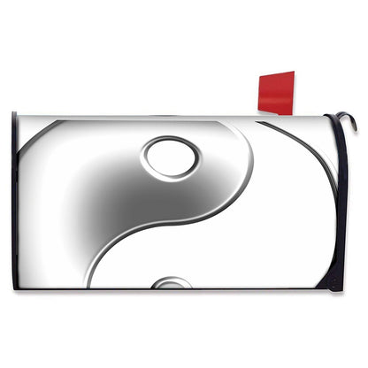 Sliver And White Yin Yang Print Mailbox Cover