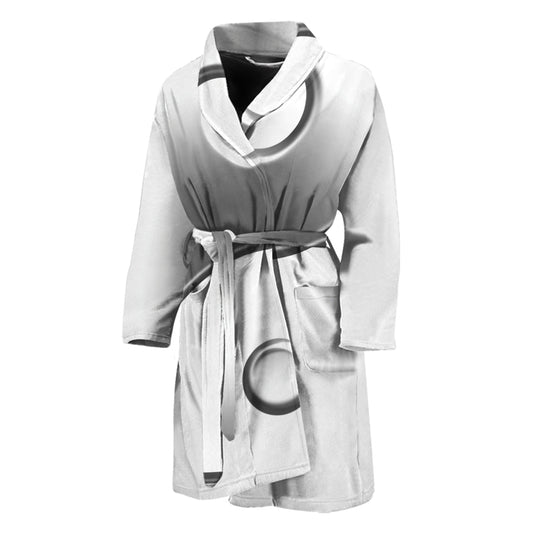Sliver And White Yin Yang Print Men's Bathrobe
