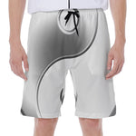 Sliver And White Yin Yang Print Men's Beach Shorts