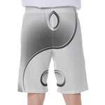 Sliver And White Yin Yang Print Men's Beach Shorts