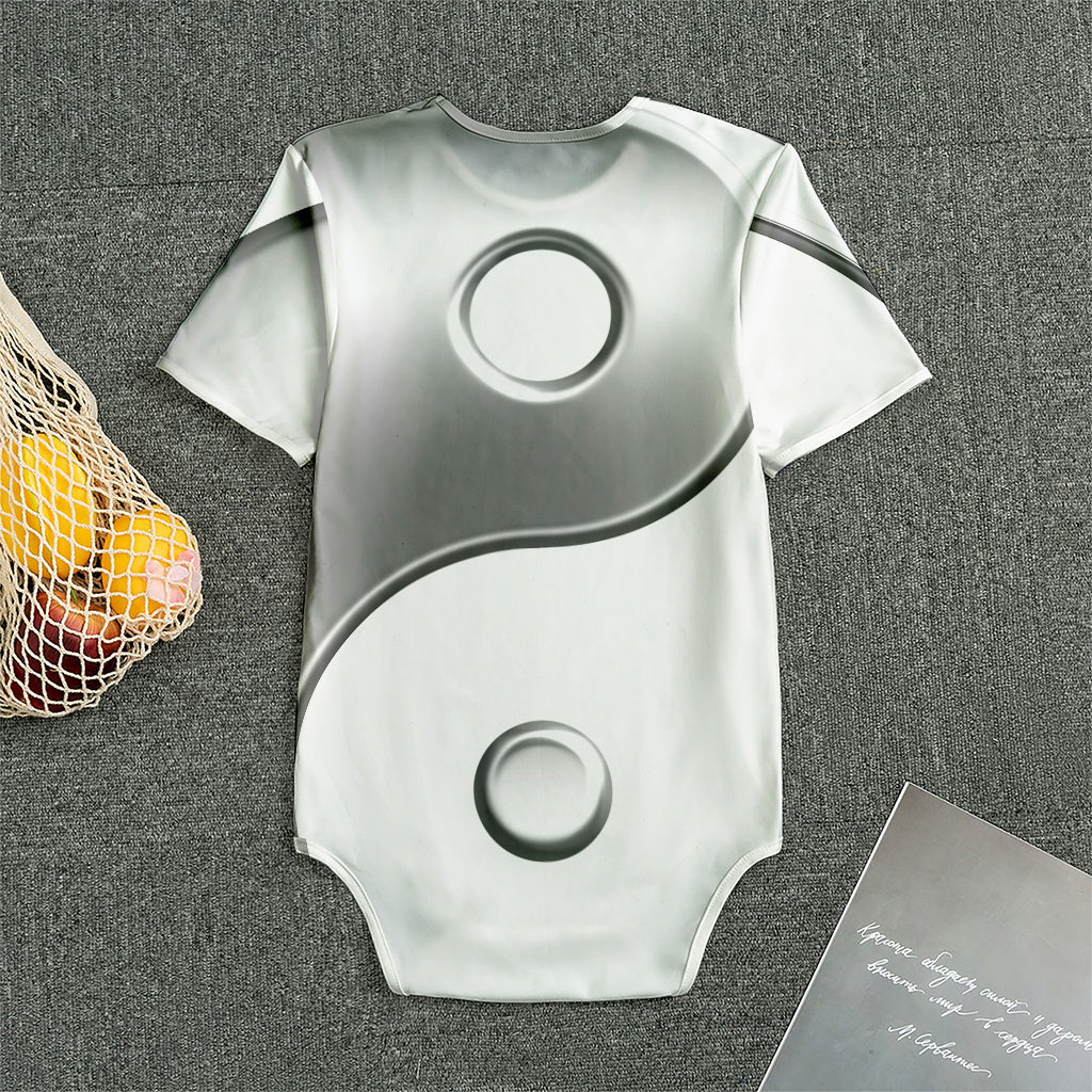Sliver And White Yin Yang Print Men's Bodysuit