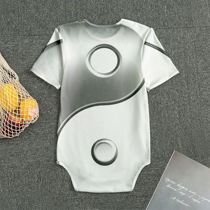 Sliver And White Yin Yang Print Men's Bodysuit