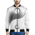 Sliver And White Yin Yang Print Men's Bomber Jacket