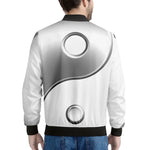 Sliver And White Yin Yang Print Men's Bomber Jacket