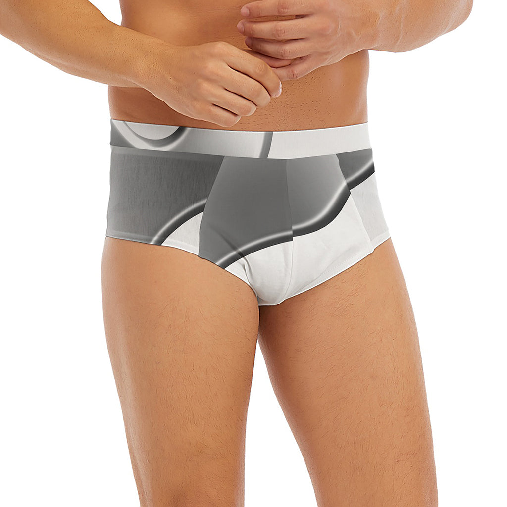 Sliver And White Yin Yang Print Men's Briefs