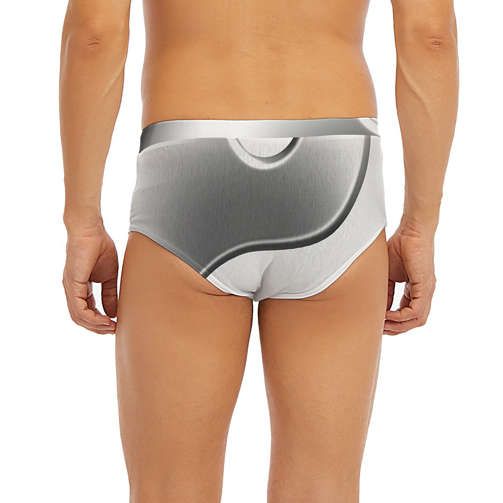 Sliver And White Yin Yang Print Men's Briefs