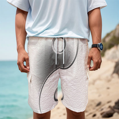 Sliver And White Yin Yang Print Men's Cargo Shorts