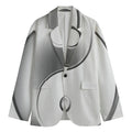 Sliver And White Yin Yang Print Men's Cotton Blazer