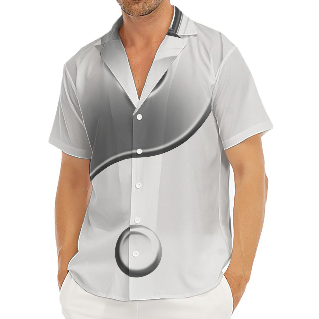 Sliver And White Yin Yang Print Men's Deep V-Neck Shirt