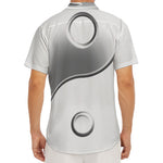 Sliver And White Yin Yang Print Men's Deep V-Neck Shirt