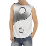 Sliver And White Yin Yang Print Men's Fitness Tank Top