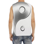 Sliver And White Yin Yang Print Men's Fitness Tank Top