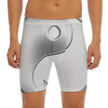Sliver And White Yin Yang Print Men's Long Boxer Briefs