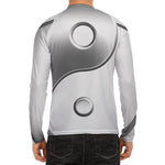 Sliver And White Yin Yang Print Men's Long Sleeve Rash Guard