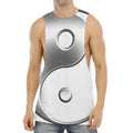 Sliver And White Yin Yang Print Men's Muscle Tank Top