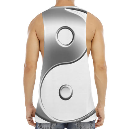 Sliver And White Yin Yang Print Men's Muscle Tank Top
