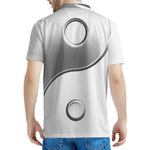 Sliver And White Yin Yang Print Men's Polo Shirt